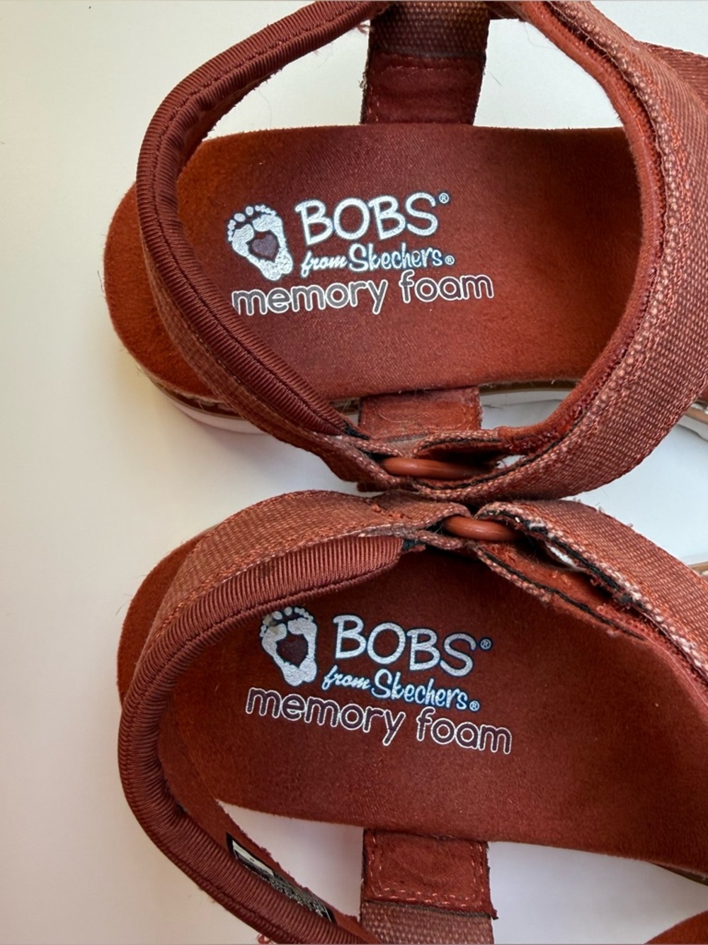 Skechers BOBS Desert Kiss Women's Wedge Sandals in Brick Red Size 9 Adjustable - Picture 11 of 16